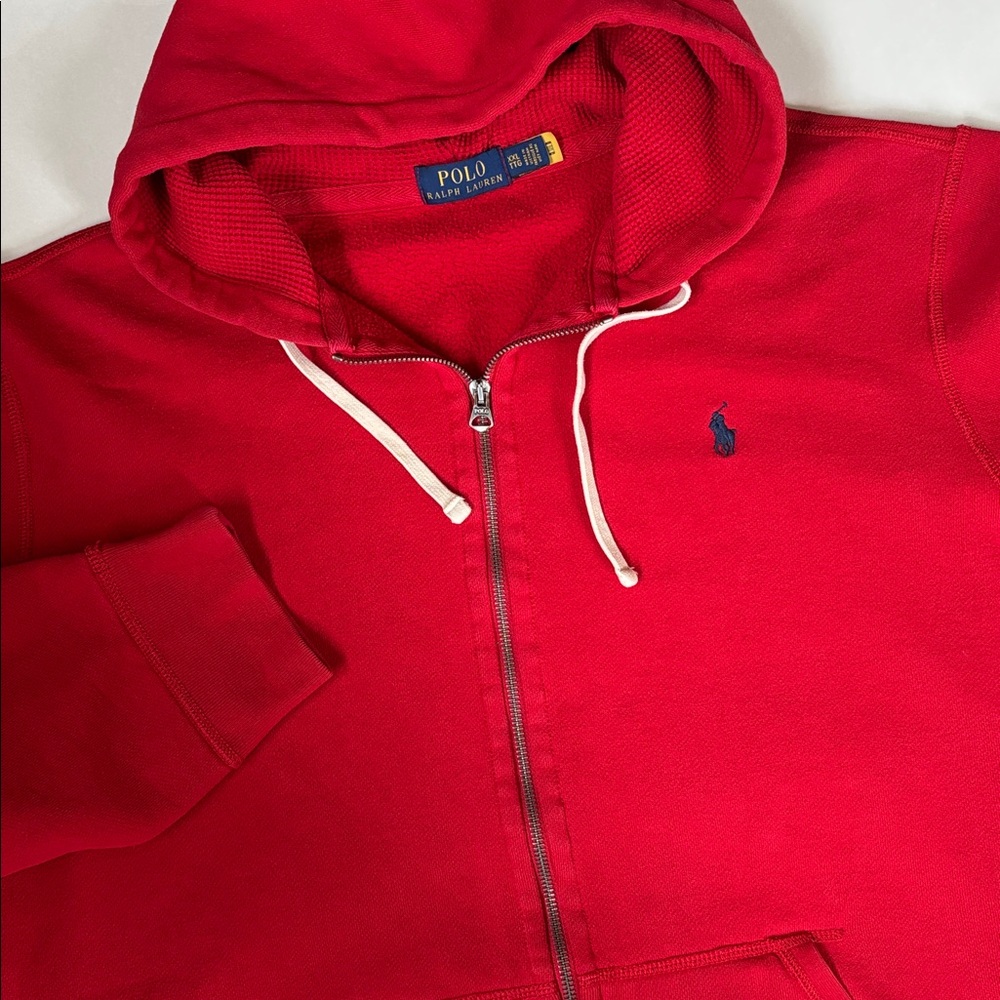 Polo Ralph Lauren Red Thermal Lined Hoodie Full Zip Heavy Sweatshirt Red Men XXL